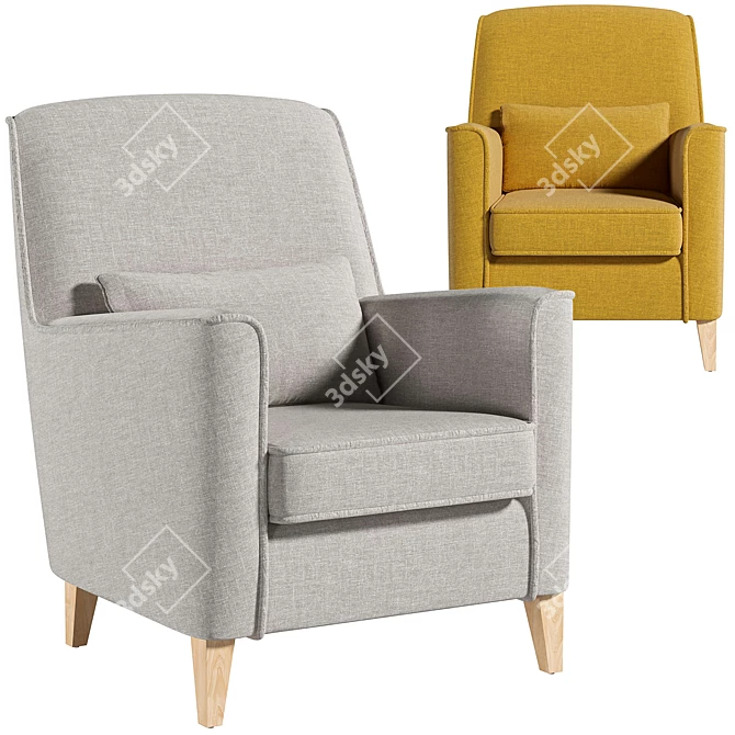 Modern Velvet Armchair: Fyna 3D model image 1