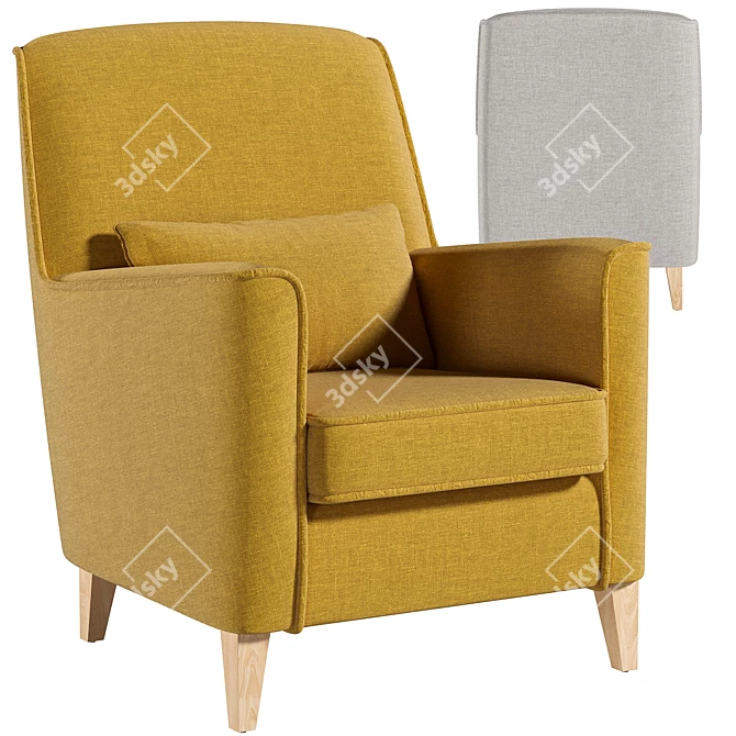 Modern Velvet Armchair: Fyna 3D model image 4