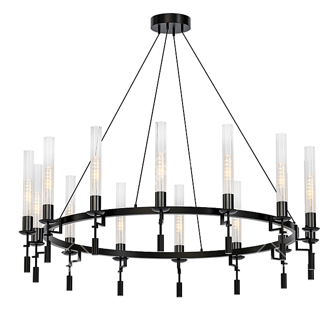 Elegant Black Fontanelle Chandelier 3D model image 1