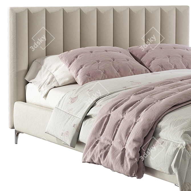 Elegant Colette Platform Bed 3D model image 5