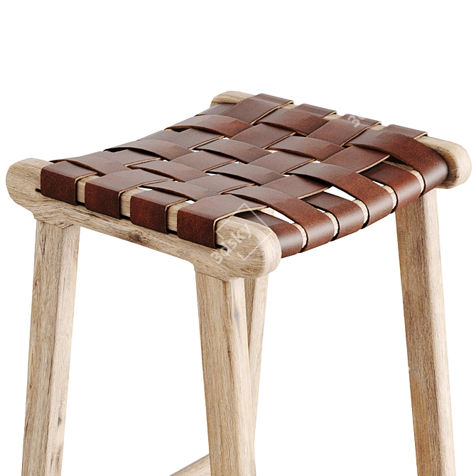 Braided Leather Bar Stool 3D model image 4