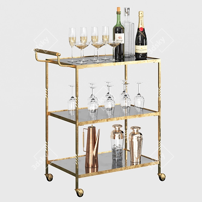 Luxury Safavieh Aurelius Bar Cart 3D model image 1