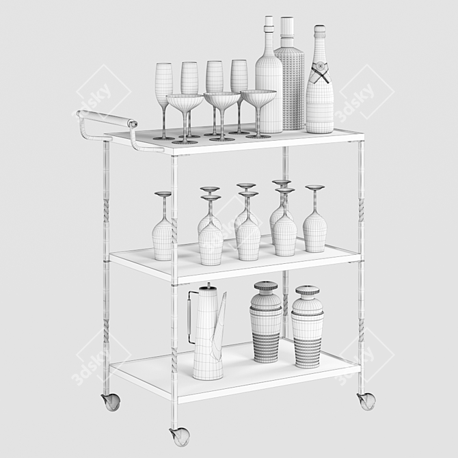 Luxury Safavieh Aurelius Bar Cart 3D model image 5