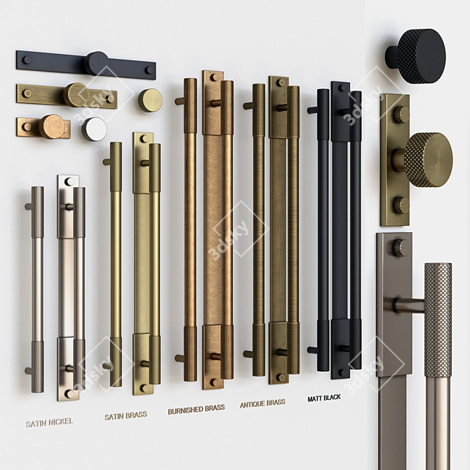 Diamond Knurled Mix Furniture Hardware 3D model image 1