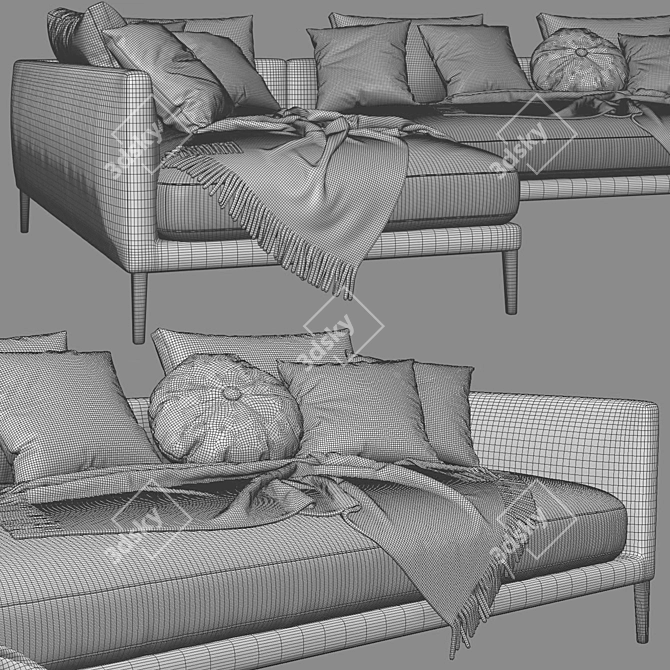 Contemporary Coral Chaise: Bold Bonaldo Statement 3D model image 5