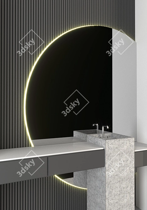 Modern Bathroom Furniture Set 3D model image 2