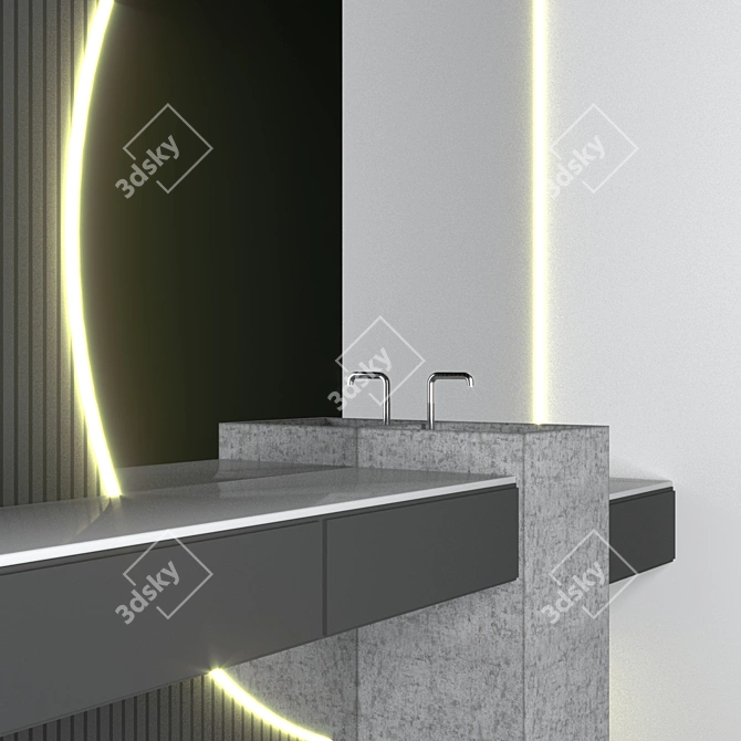 Modern Bathroom Furniture Set 3D model image 4