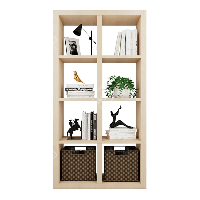 Modern Oak Bookshelf - 77 x 147 cm 3D model image 5