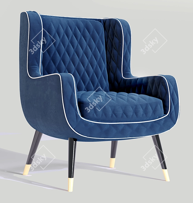 Baxter Dolly Wingback Armchair: Sleek Comfort & Elegant Design 3D model image 2