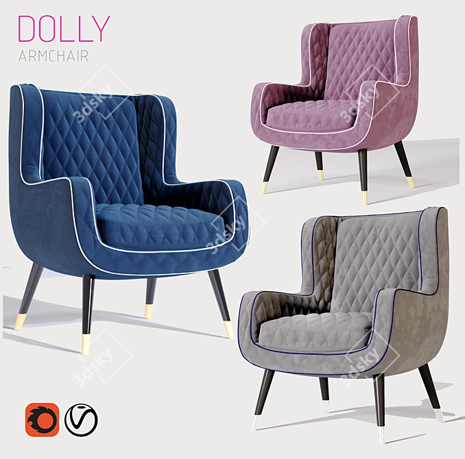 Baxter Dolly Wingback Armchair: Sleek Comfort & Elegant Design 3D model image 6