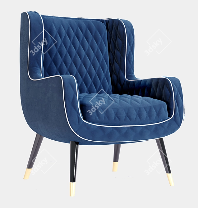 Baxter Dolly Wingback Armchair: Sleek Comfort & Elegant Design 3D model image 9