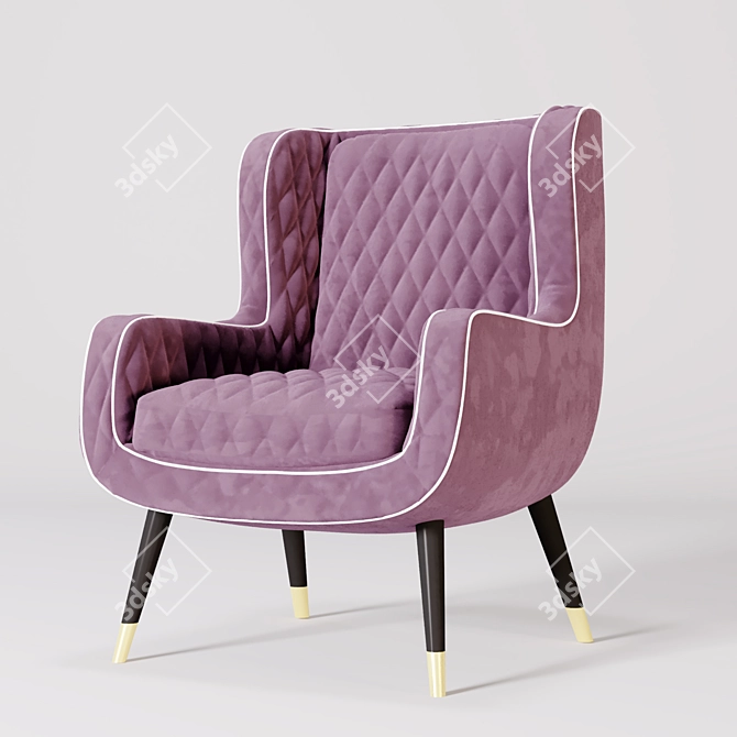 Baxter Dolly Wingback Armchair: Sleek Comfort & Elegant Design 3D model image 10