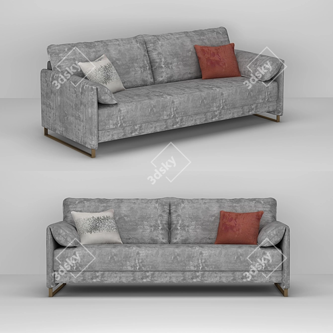 Modern Gray Fabric Sofa 3D model image 1