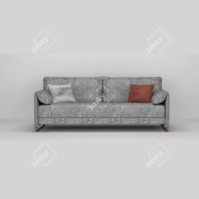 Modern Gray Fabric Sofa 3D model image 2