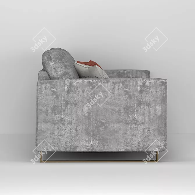 Modern Gray Fabric Sofa 3D model image 4