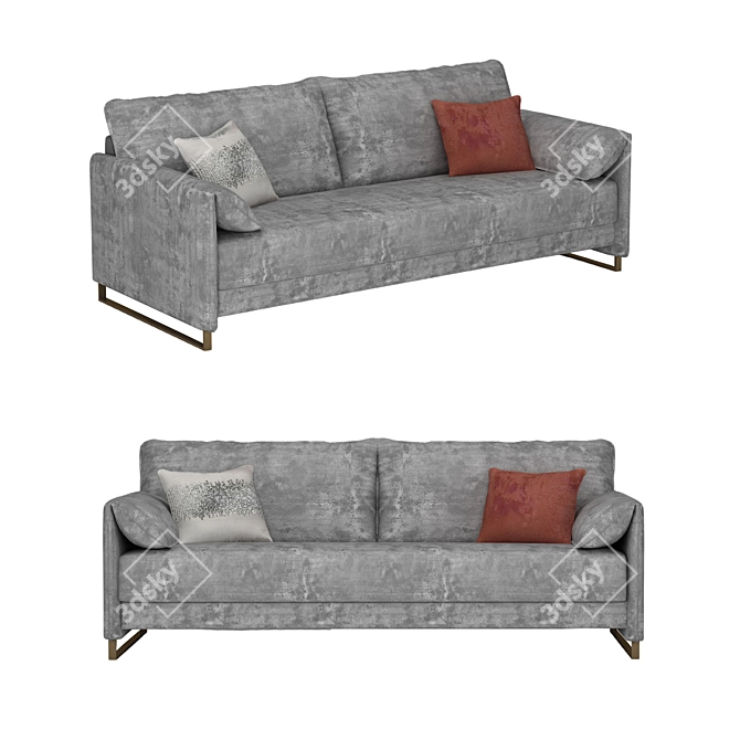 Modern Gray Fabric Sofa 3D model image 5