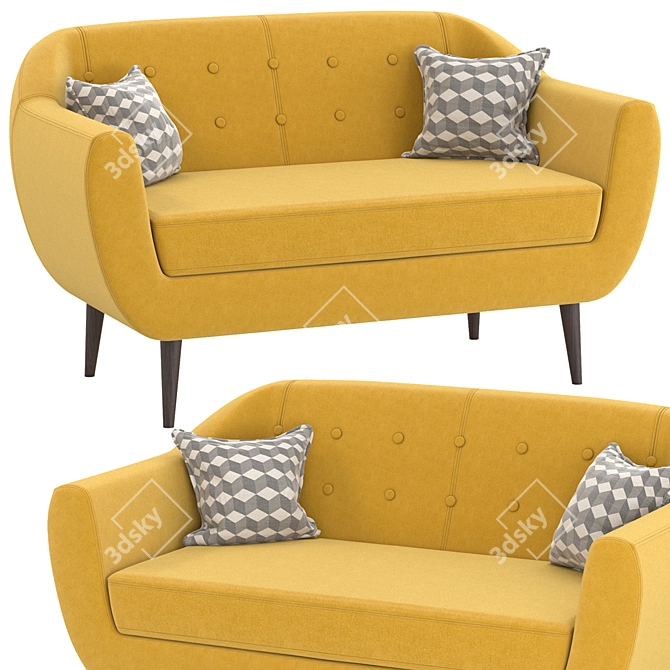 Vibrant Velvet Rotterdam Sofa 3D model image 3