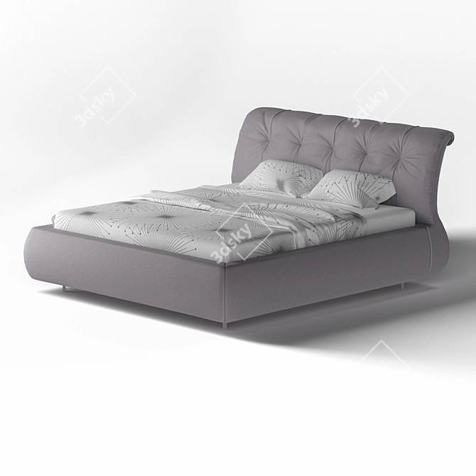 Classic Style Chantal Leather Bed 3D model image 2