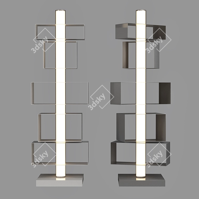 Modern Twist: Swivel Bookcase with Built-in Lights 3D model image 1