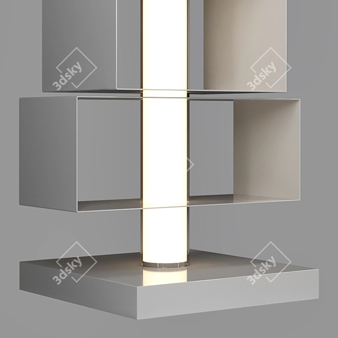 Modern Twist: Swivel Bookcase with Built-in Lights 3D model image 2