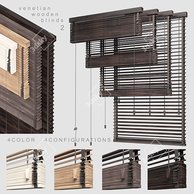 Venetian Wood Blinds Collection 3D model image 1