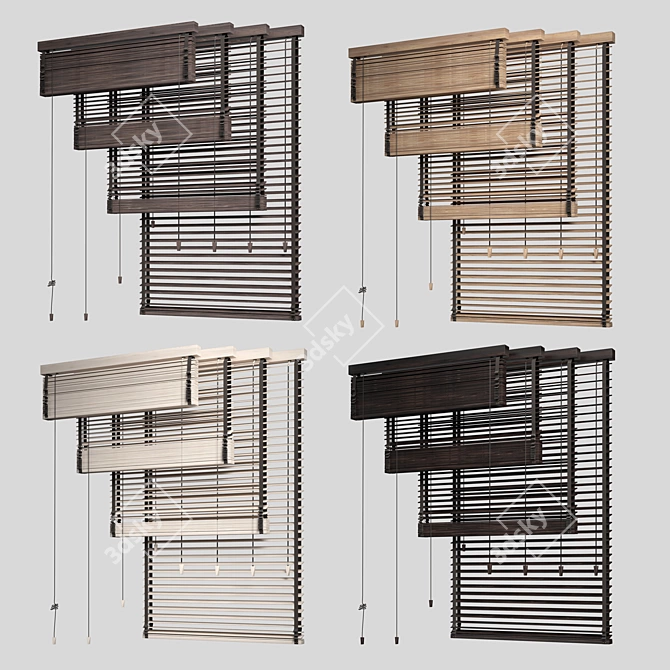 Venetian Wood Blinds Collection 3D model image 3