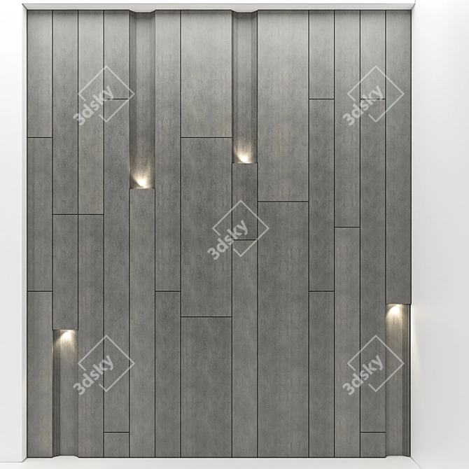 Wooden Lighted Wall Panel 3D model image 1