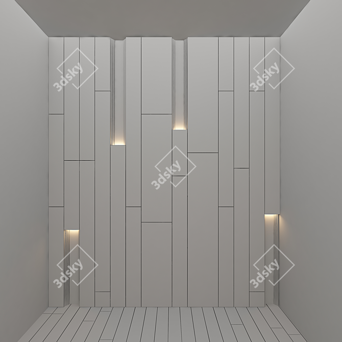 Wooden Lighted Wall Panel 3D model image 3