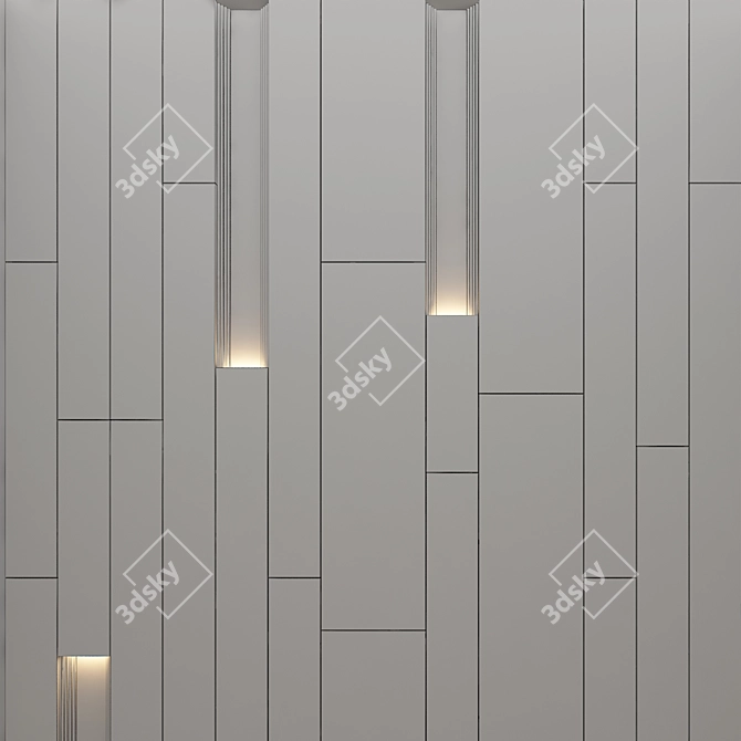 Wooden Lighted Wall Panel 3D model image 4