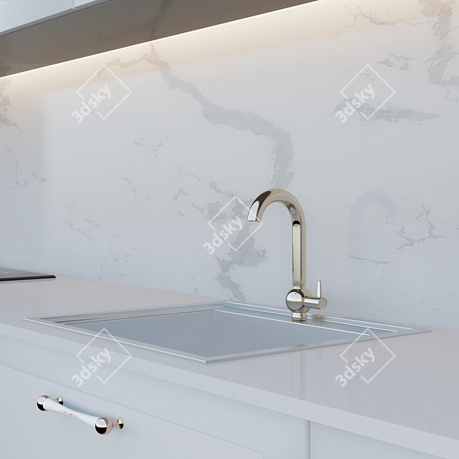 Modern Kitchen Set with Sink & Oven 3D model image 4