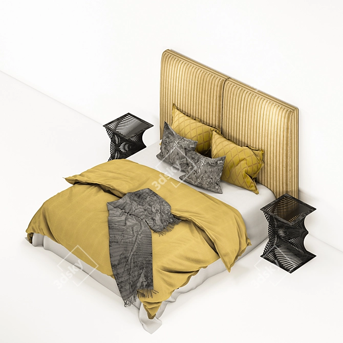 Modern Stylish Bed Design 3D model image 2