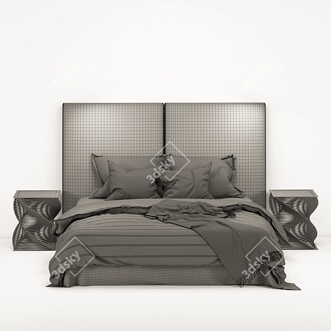 Modern Stylish Bed Design 3D model image 4