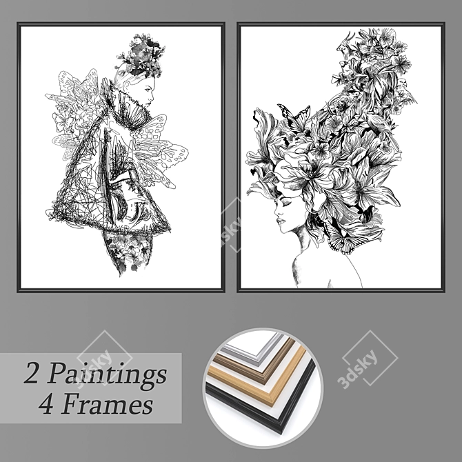 Gallery Wall Set with Multiple Frame Options 3D model image 1