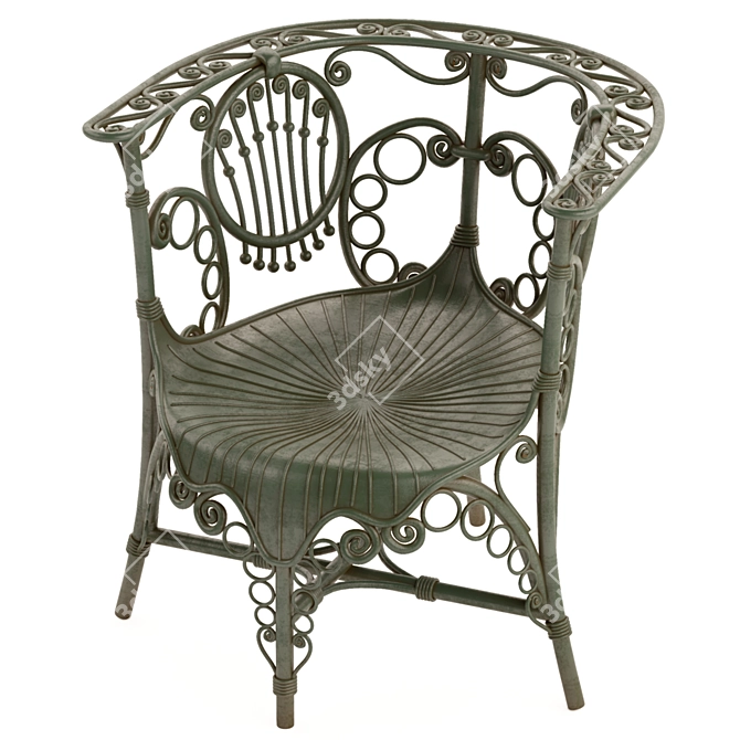 Sturdy Metal Garden Chair 3D model image 3