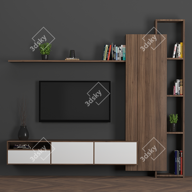 Modular TV Wall 25: High-Quality Design for Stunning Renders 3D model image 1