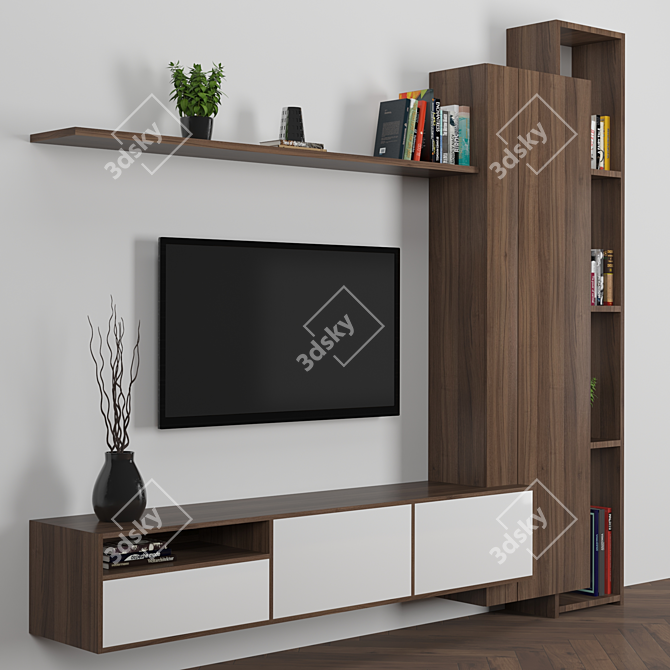 Modular TV Wall 25: High-Quality Design for Stunning Renders 3D model image 10