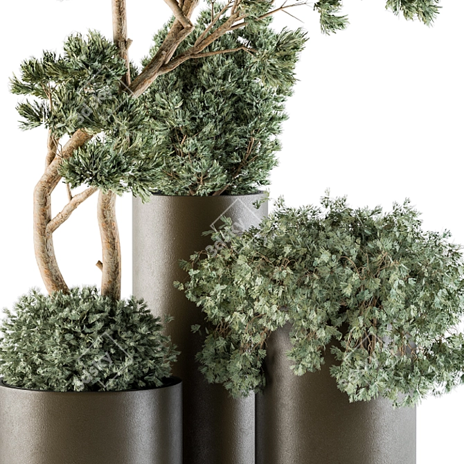 Metal Pot Outdoor Tree Set 102 3D model image 2