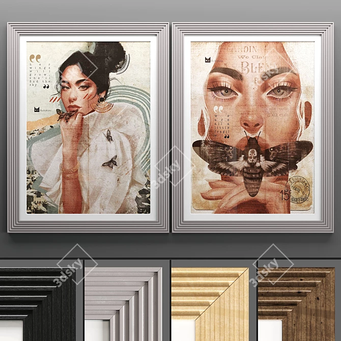 Elegant Art Frame Set - 2 Frames, 4 Textures 3D model image 1