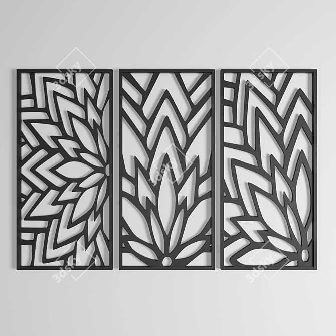 3D Panel Textured Wall Art 3D model image 2