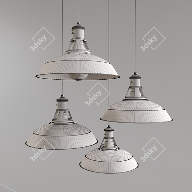 Scandinavian Pendant Lights: Black, Gray, Green, Blue. 3D model image 2