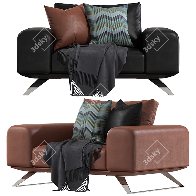 Aniston Armchair: Modern Design with Steel Legs 3D model image 1
