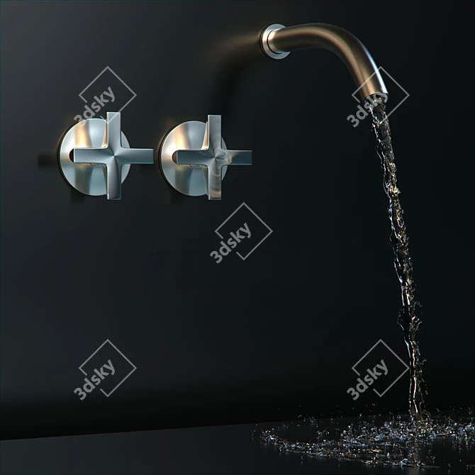 Sleek Wall Mounted Dual Handle Mixer 3D model image 1