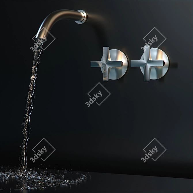 Sleek Wall Mounted Dual Handle Mixer 3D model image 5