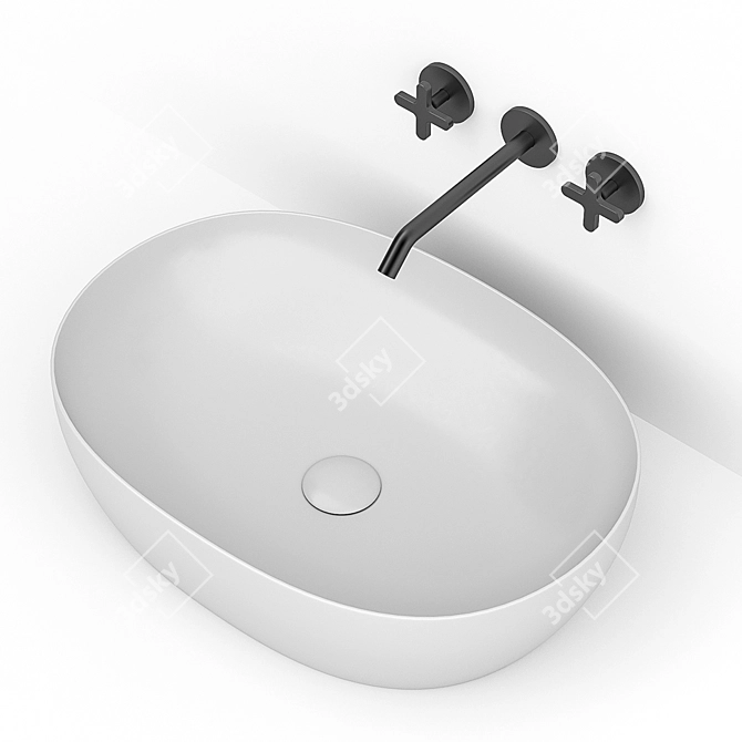 Azzurra Elegance Circle: Stylish Sink in 9 Stunning Colors 3D model image 3