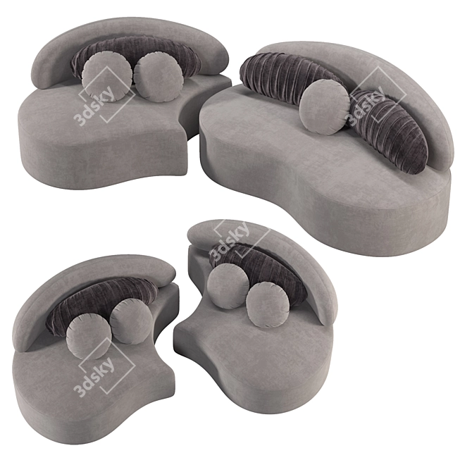 Modern Round Sectional Sofa: 7-Seat Modular Elegance 3D model image 3