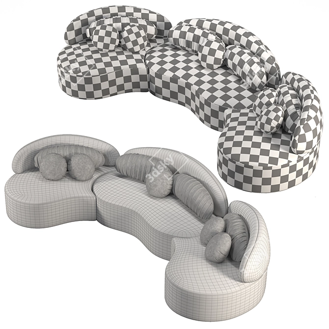 Modern Round Sectional Sofa: 7-Seat Modular Elegance 3D model image 4