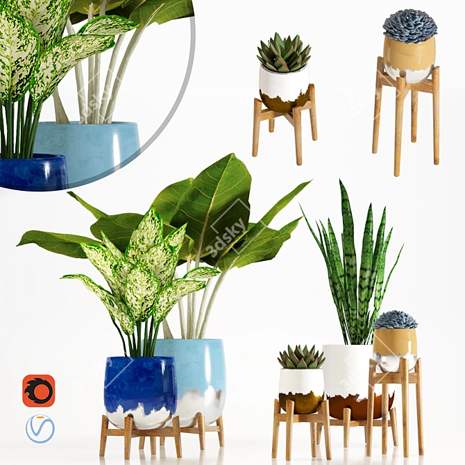 Botanical Bliss: ESi 01 Decorative Plant Collection 3D model image 1