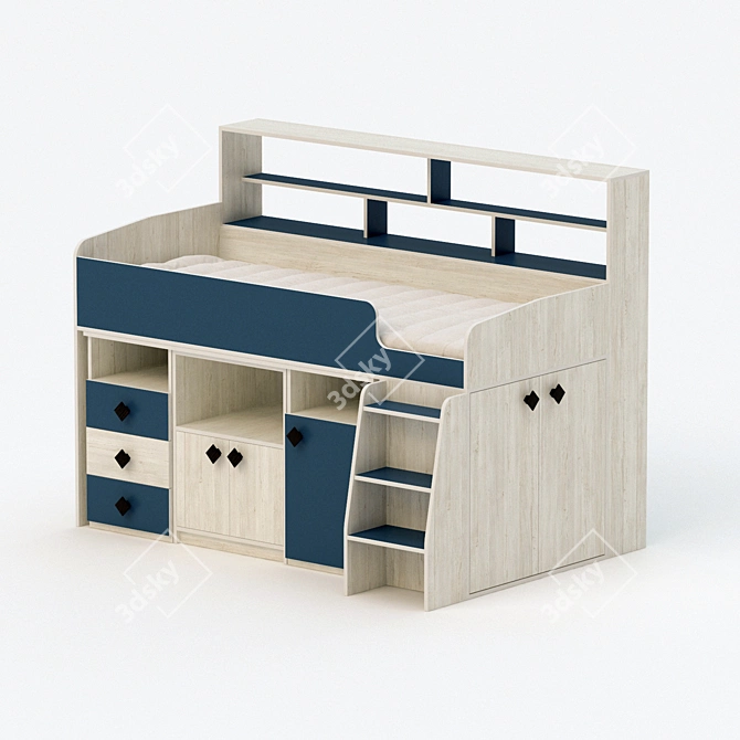 5-Piece Kids Loft Bed Set 3D model image 3