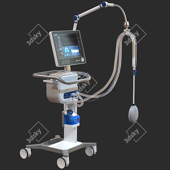 High-Quality Artificial Lung Ventilation Device 3D model image 2