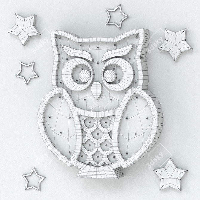 Whimsical Owl Children's Lamp 3D model image 3